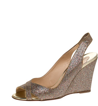 peep toe gold wedges