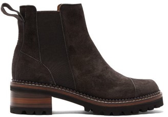 See by Chloe Scallop-edged Suede Chelsea Boots - Womens - Black