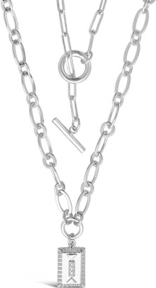 Sterling Forever Toggle and Pendant Chain Layered Necklace