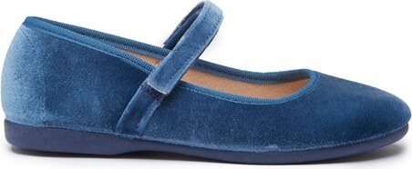 Childrenchic Girls Classic Velvet Mary Janes in Blue