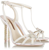 Thumbnail for your product : Webster Sophia Fleur embellished leather and glitter-finished twill sandals