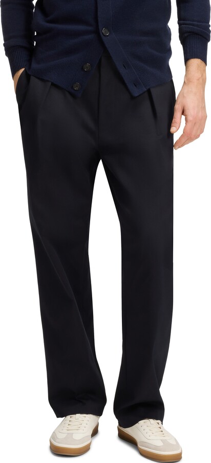 x Beckham Pleated Cotton Stretch Twill Dress Pants