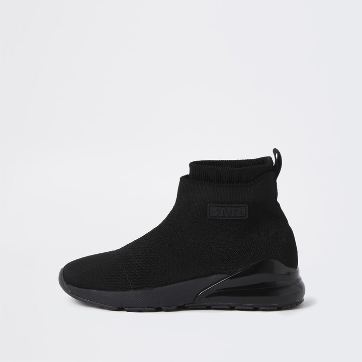 River Island Boys Black Bubble Sole Sock High Top Trainers ShopStyle