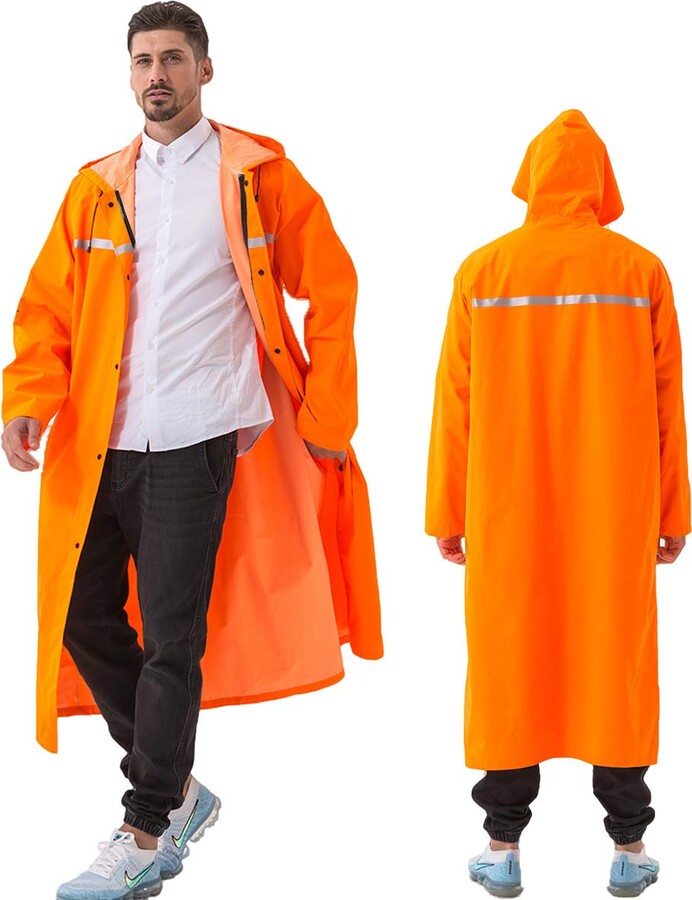 AIEOE Unisex Rainwear Reflective HiViz Raincoat Waterproof Reusable