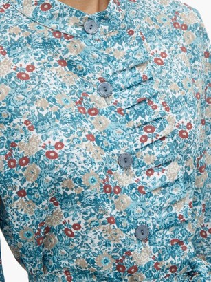 Evi Grintela Marigold Ruffled Floral-print Cotton Dress - Blue Print