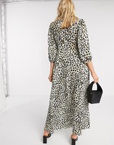 Thumbnail for your product : ASOS Tall DESIGN Tall exclusive trapeze maxi dress with puff sleeve in leopard print