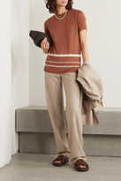 Thumbnail for your product : Joseph Striped Stretch-cashmere T-shirt - Brick