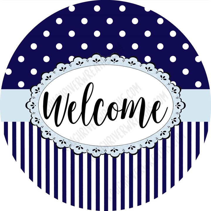 Etsy Welcome Wreath Sign, Blue Aluminum Everyday Sign