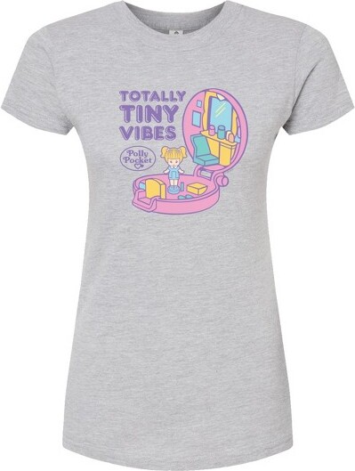 Polly Pocket Women'sPollyPocketTotallyTinyVibesFittedGraphicT-Shirt-HeatherGrey-Large