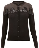 Thumbnail for your product : Dolce & Gabbana Chantilly Lace And Lame-insert Cardigan - Black Gold