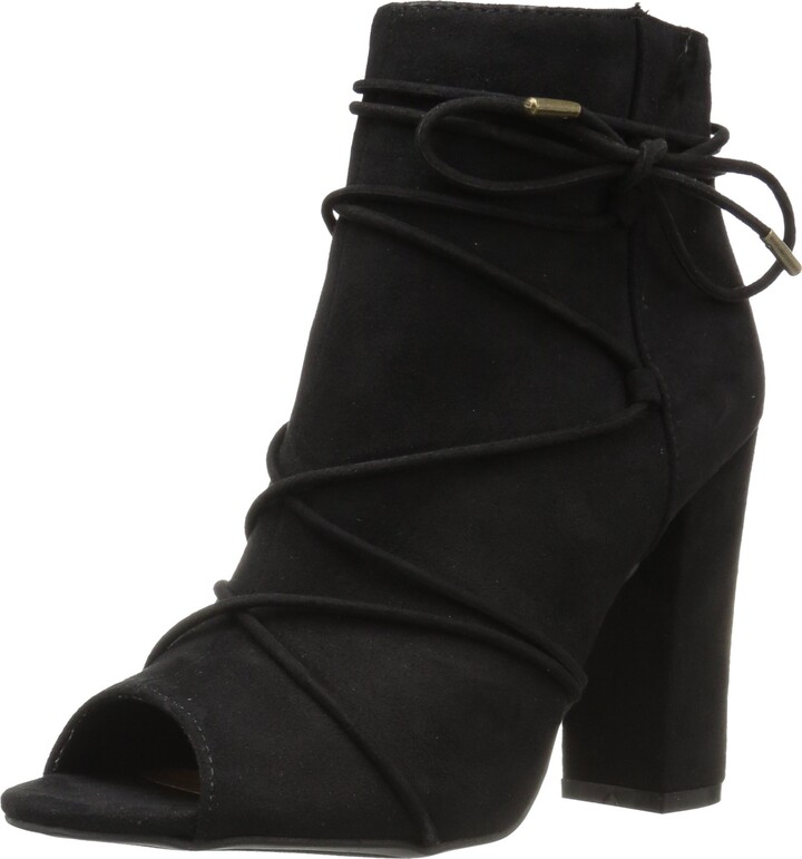 suede peep toe bootie