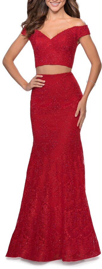 two piece evening gown