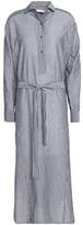 Thumbnail for your product : Vince Belted Striped Cotton-Poplin Shirt Dress