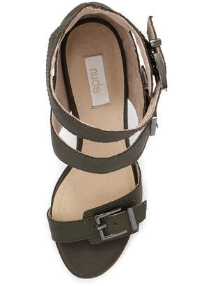 Nude Bliss Khaki Sandals Womens Shoes Casual Heeled Sandals