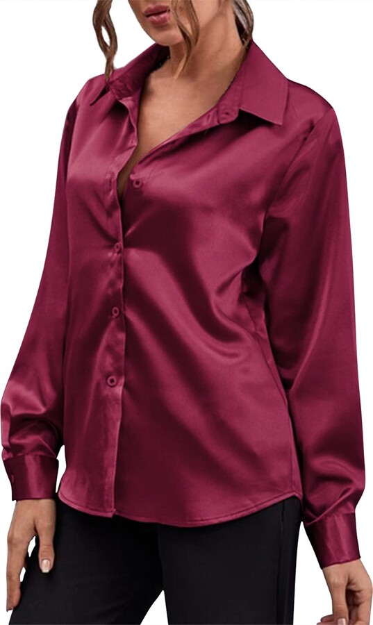 Satin Shirt Women Women Silk Blouse Long Sleeves Glossy Silk Shirt