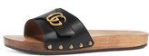 Thumbnail for your product : Gucci Sander Wood & Leather Clog w/GG, Black