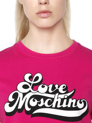 Love Moschino Printed Cropped Cotton Jersey T-Shirt