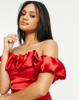 Thumbnail for your product : Club L London ruffle off-shoulder mini dress in red