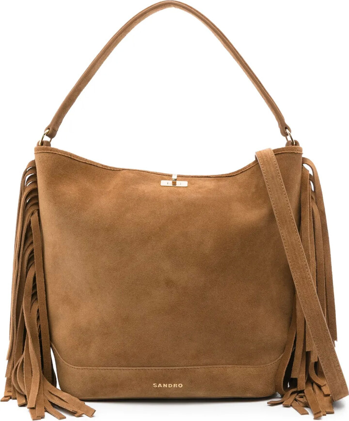 Sandro Fringe Suede Tote Bag