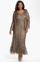 Thumbnail for your product : Soulmates Three Piece Silk Crochet Jacket, Top & Skirt (Plus Size)