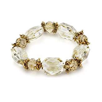 1928 Jewelry Gold-Tone Light Topaz Color and Bronze Faceted Beaded Stretch Bracelet