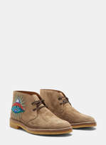 Thumbnail for your product : Gucci Suede Embroidered Appliqué Ankle Boots in Beige
