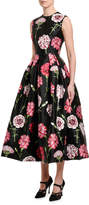 Thumbnail for your product : Dolce & Gabbana Floral-Print Taffeta Tea-Length Dress