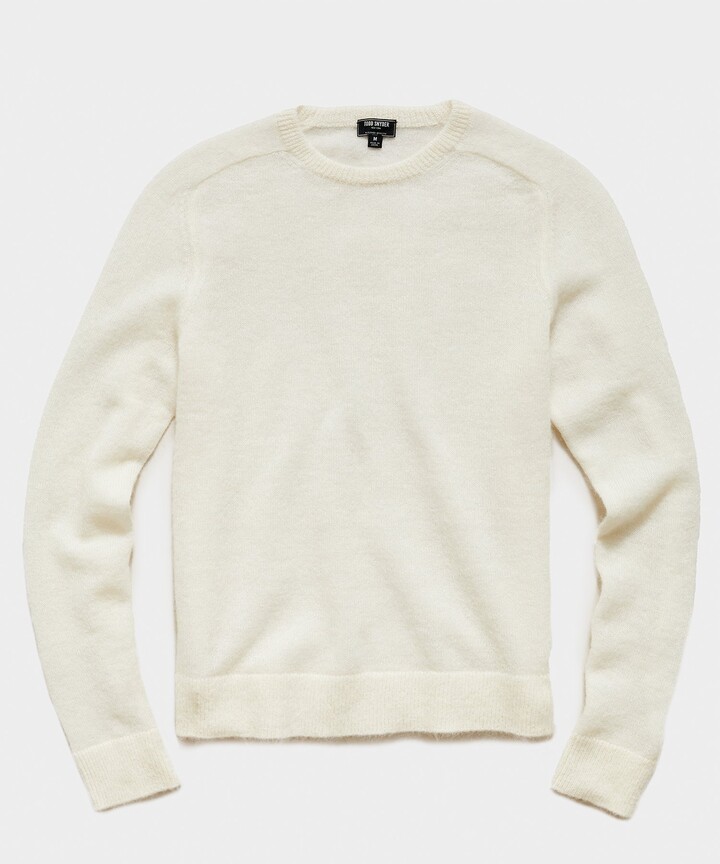 Todd Snyder Brushed Italian Mohair Wool Sweater in Ivory - ShopStyle