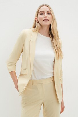Dorothy Perkins Women's Ruched Sleeve Blazer - butter - 6 - ShopStyle