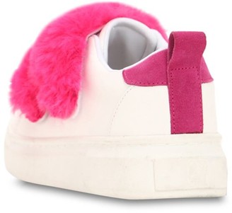 Colors of California Faux Leather Strap Sneakers W/ Faux Fur
