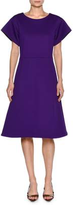 Marni Technical Wool Structured A-Line Dress, Purple