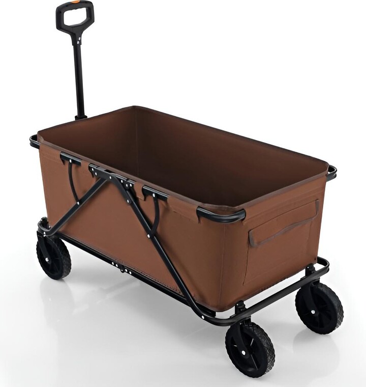 Slickblue Collapsible Folding Wagon Cart with Adjustable Handle Heavy-Duty Utility Cart for Outdoor and Garden