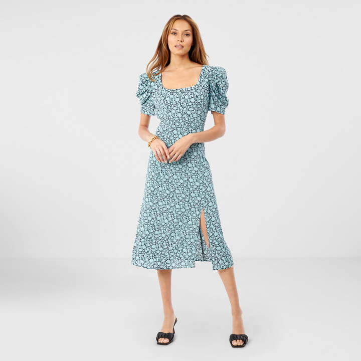 Puff Sleeve Floral Midi Dress | Shop the world's largest 