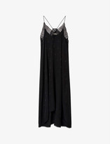 Thumbnail for your product : Zadig & Voltaire Risty lace-trim silk-jacquard dress