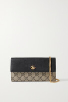 Thumbnail for your product : Gucci + Net Sustain Gg Marmont Petite Textured-leather And Printed Coated-canvas Shoulder Bag