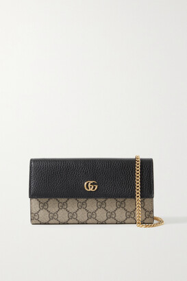 Gucci + Net Sustain Gg Marmont Petite Textured-leather And Printed Coated-canvas Shoulder Bag