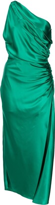 Mason by Michelle Mason Asymmetric Gathered-Side Silk Dress