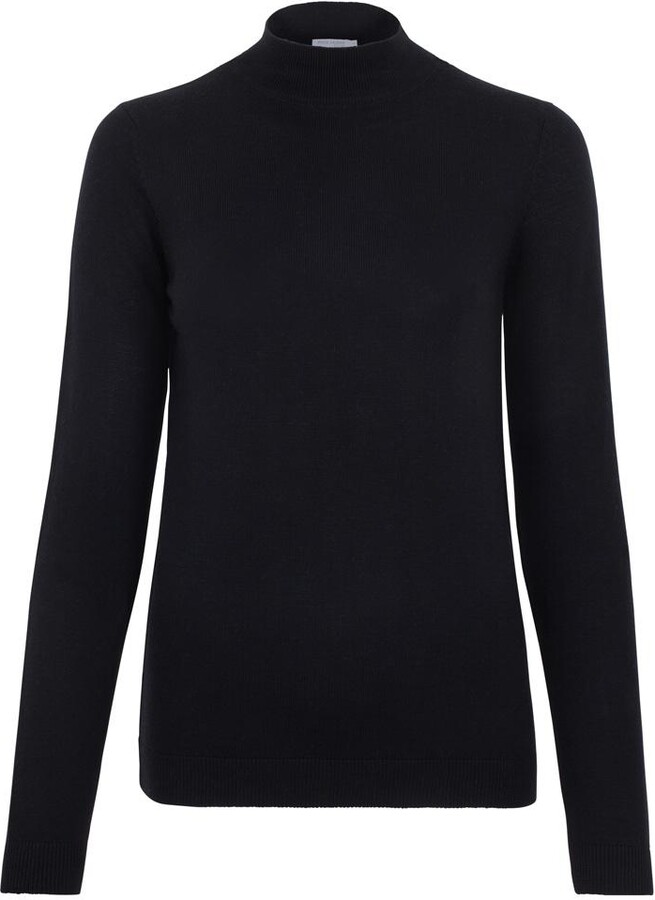 Paul James Knitwear Pure Extra Fine Merino Wool High Neck Hayley Jumper - Black