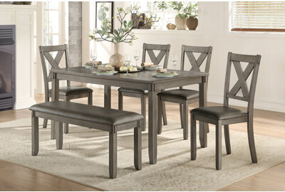 Sasa Basia Gray Faux Leather Seat Rectangular Dining Room Set