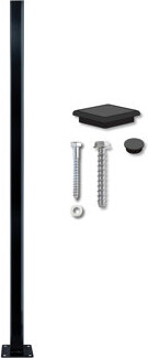 OUTDECO 75 In. Above Ground Galvanized Steel Fence Post With Welded Base Plate (For Privacy Panels And Slat Fence Installs)