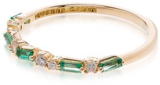 Suzanne Kalan 18kt Yellow Gold Emerald And Diamond Baguette Ring