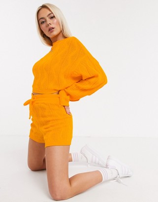 UNIQUE21 cable knit shorts in orange