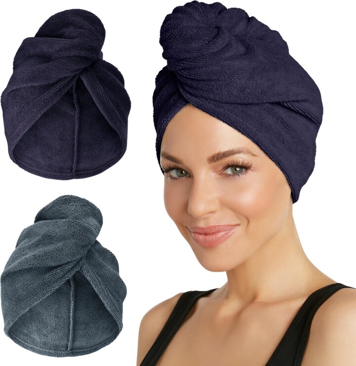 Turbie Twist Microfiber 2 Pack (Evening Blue, Dark Shadow) - Blue grey