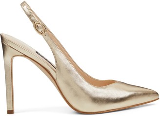 nine west toffee vinyl slingback pumps