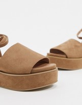 Thumbnail for your product : ASOS DESIGN ASOS DESIGN Wide Fit chunky flatform sandals in beige