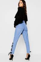Thumbnail for your product : boohoo Ribbon Lace Up Detail Skinny Jeans