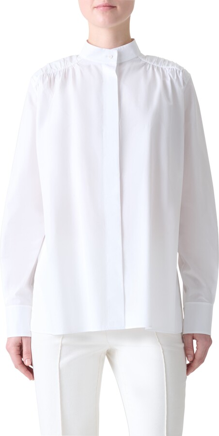 Akris Mandarin Collar Button-Up Shirt