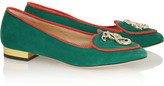 Thumbnail for your product : Charlotte Olympia Year of the Snake suede slippers