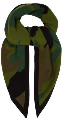 Burberry Camouflage Wool Blend Bandana Scarf - Womens - Khaki