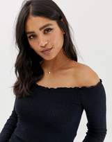 Thumbnail for your product : Abercrombie & Fitch cosy cold shoulder top-Navy